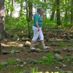 Alex Ericson walking labyrinth at Two labyrinths in the woods of Rolling Ridge Retreat Center in No. Andover, MA on solstice day, 2011