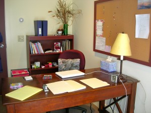 My studio desk at Vermont Studio Center February 2011